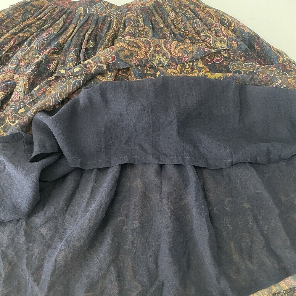 Ellen Tracy Linda Allard design Silk Lined Paisley Skirt 2 Dark Academia Fairy - Picture 7 of 11